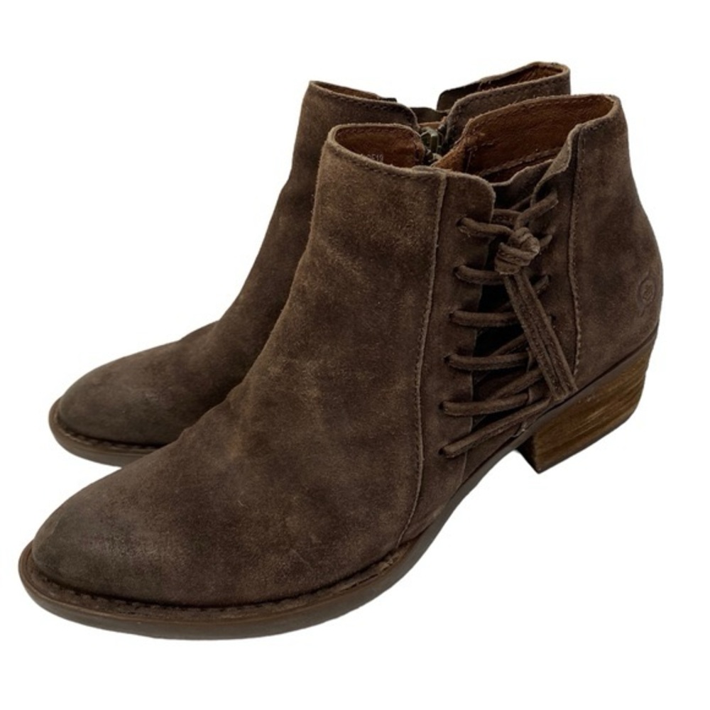 Born Bessie Brown Distressed Suede Ankle Boot | Genuine | Bootie | Size 8m